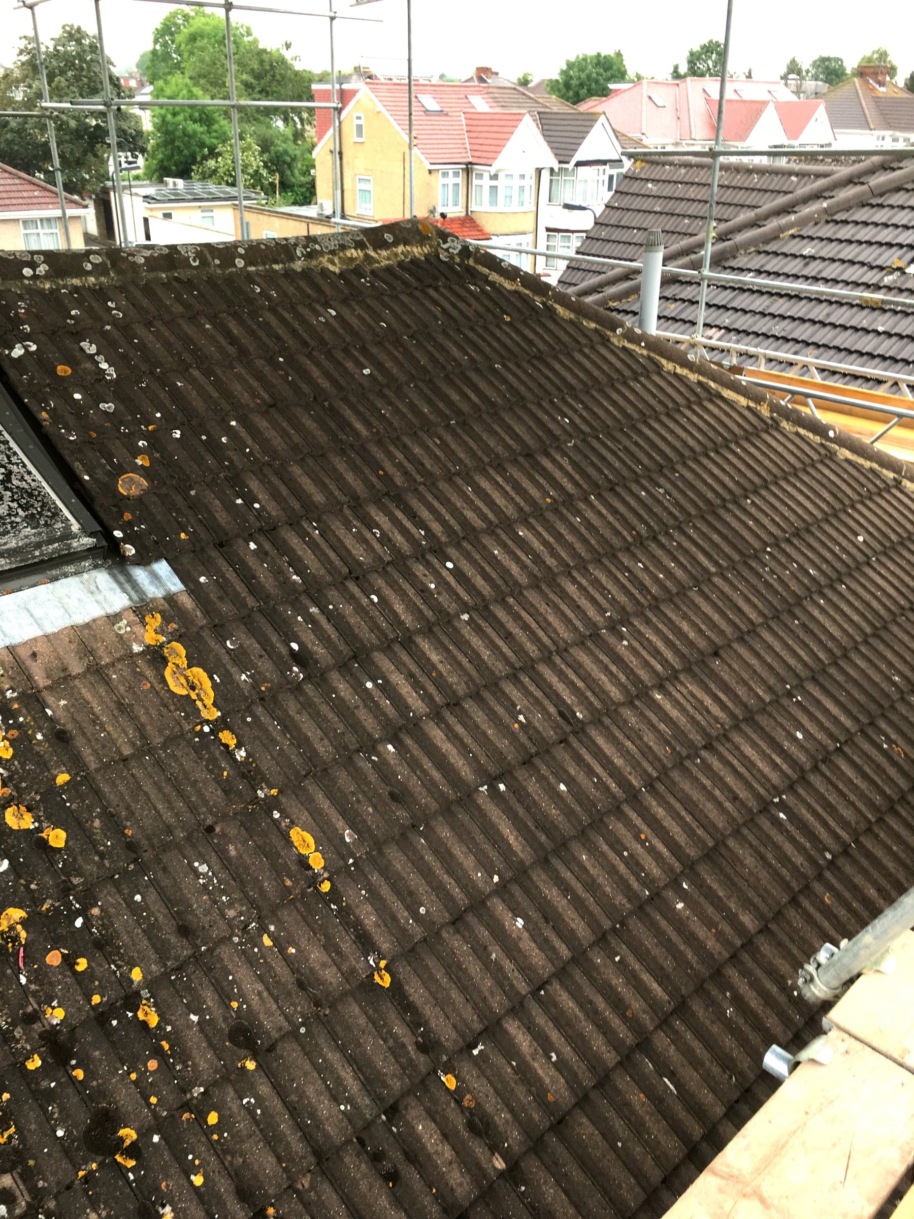 Loft conversion roof structure before work starts, London