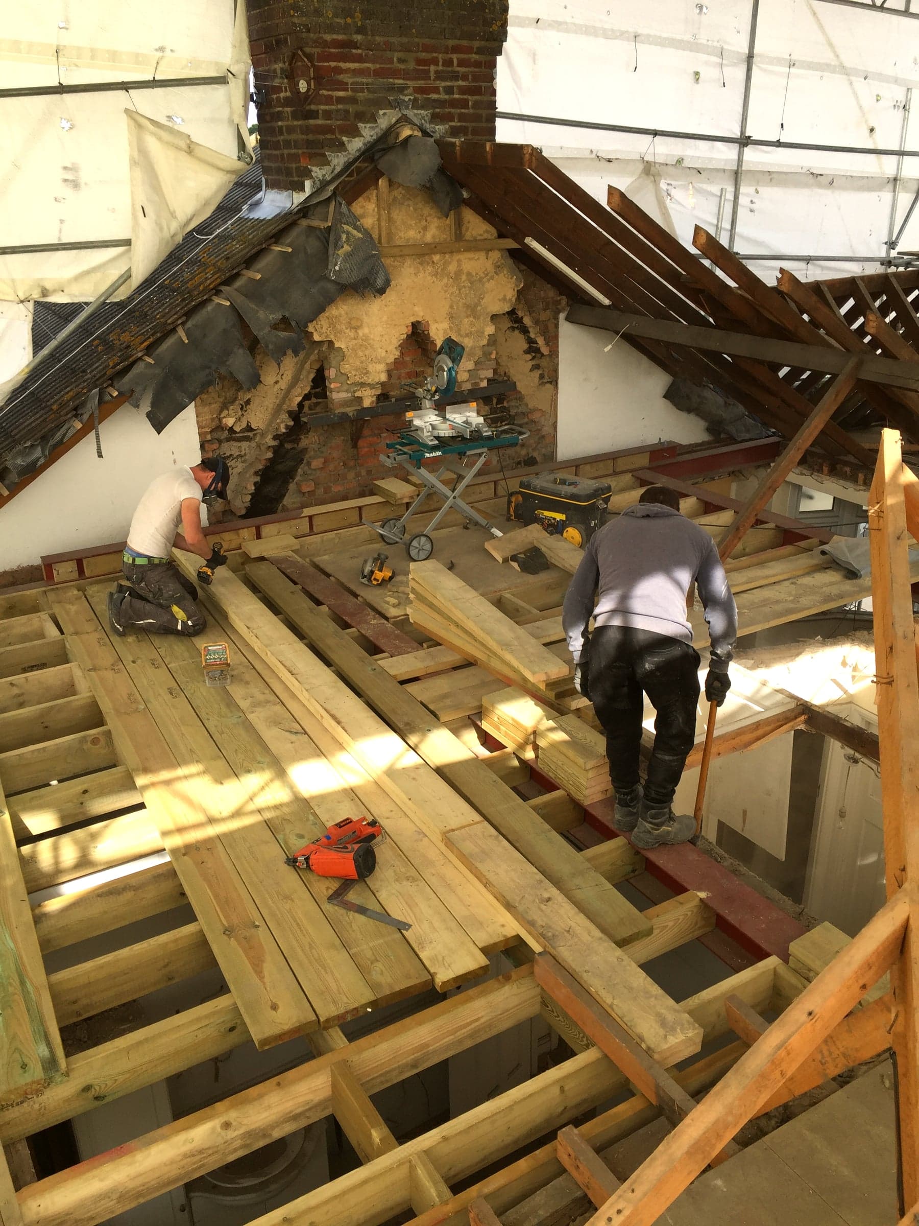 Floor joists hung off structural steels, London loft conversion