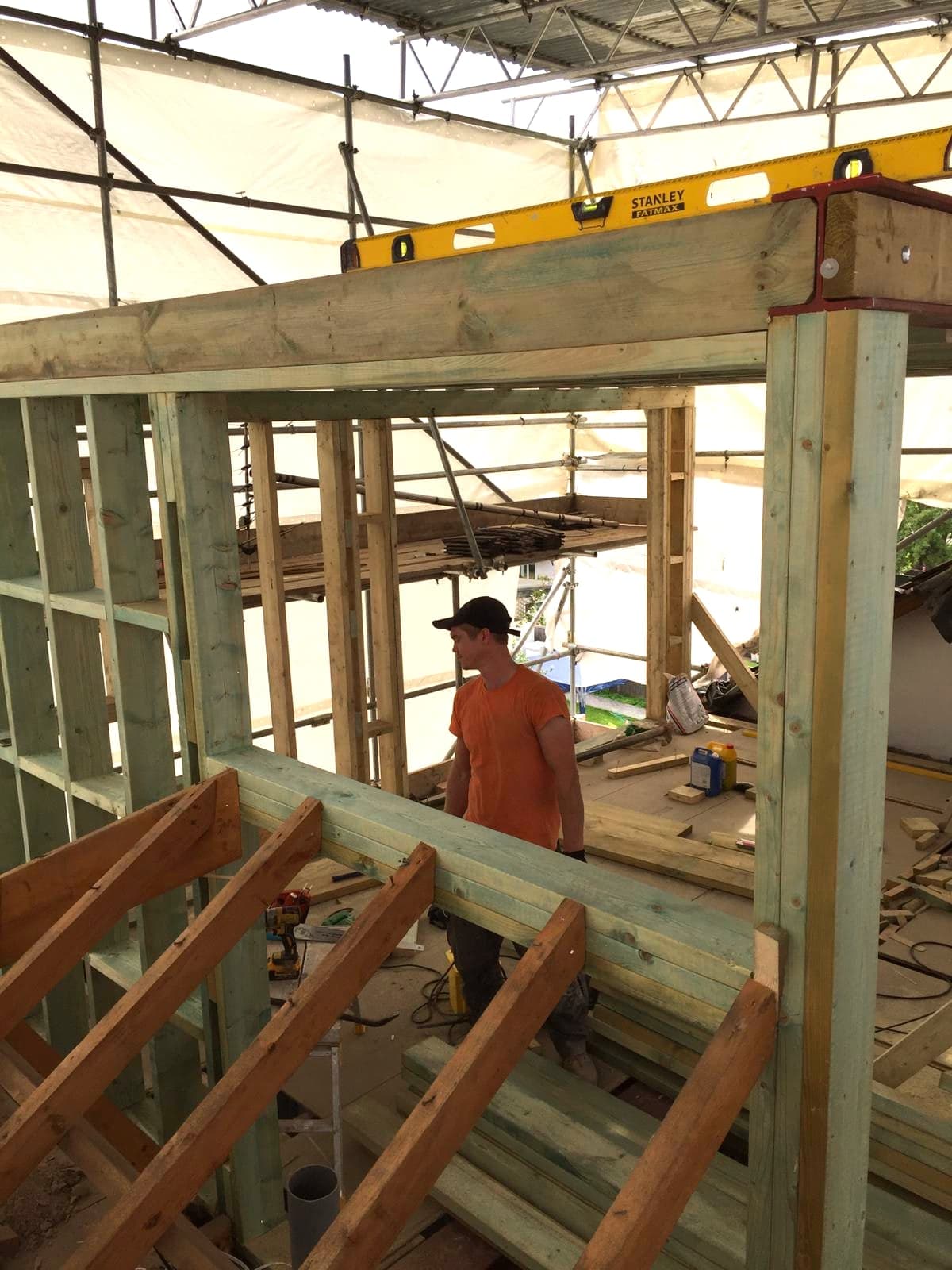 Dormer frame tied into the steel header, London loft conversion