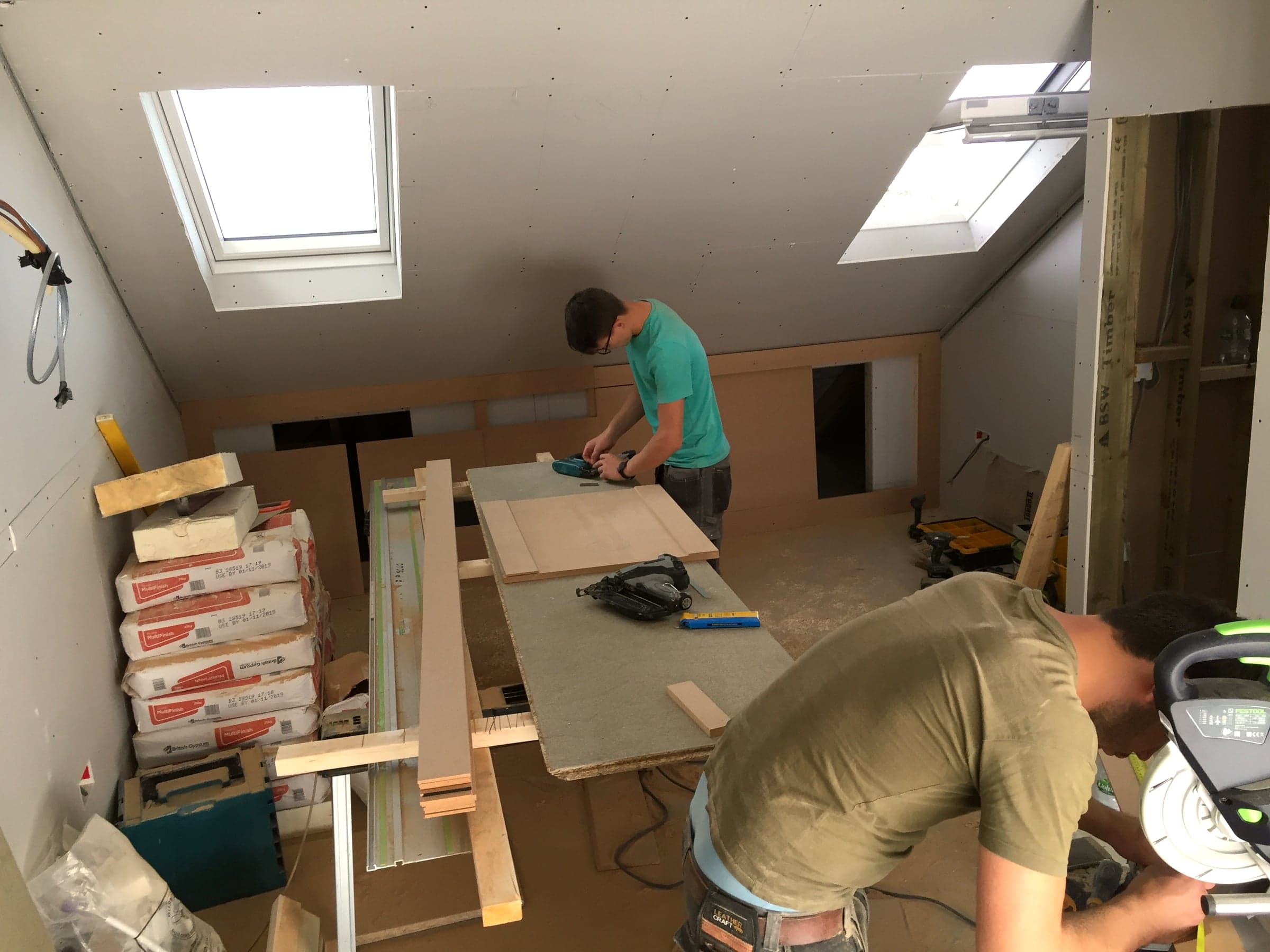 Second-fix carpentry bench work, London loft conversion