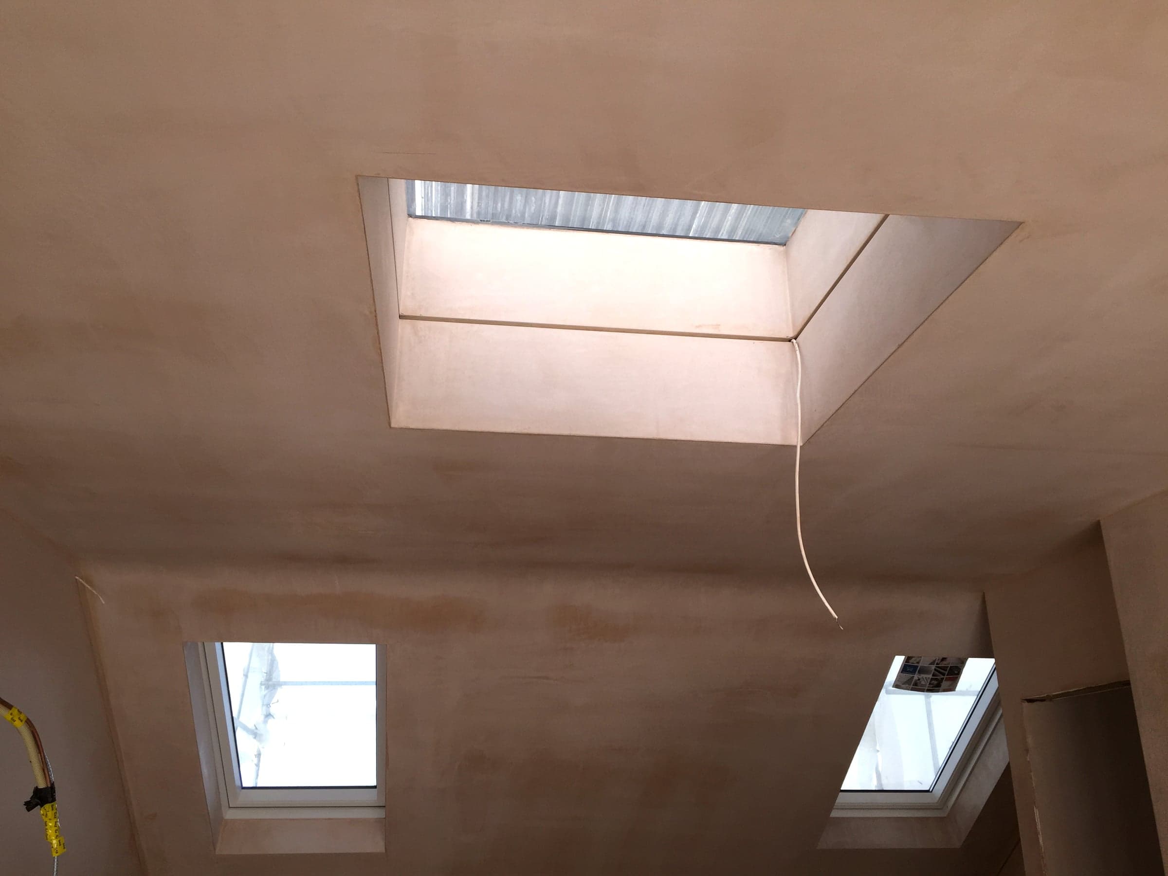 Flat rooflight reveal plastered, London loft conversion