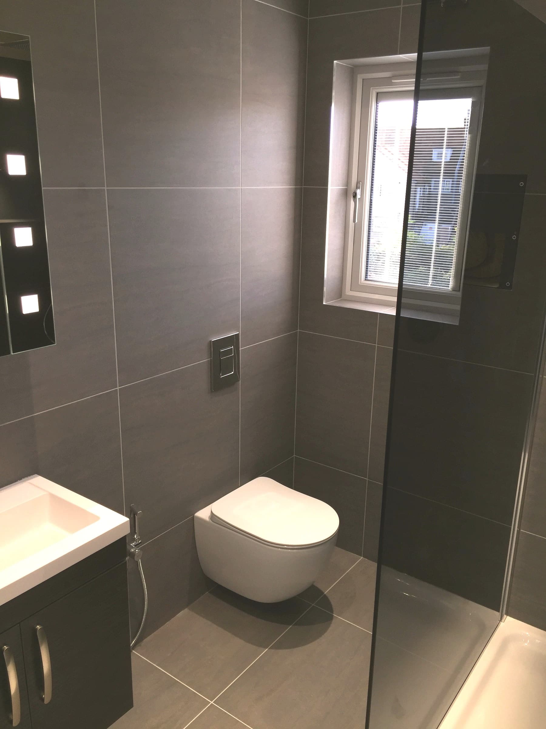 Finished internal door and heated towel rail, London loft conversion