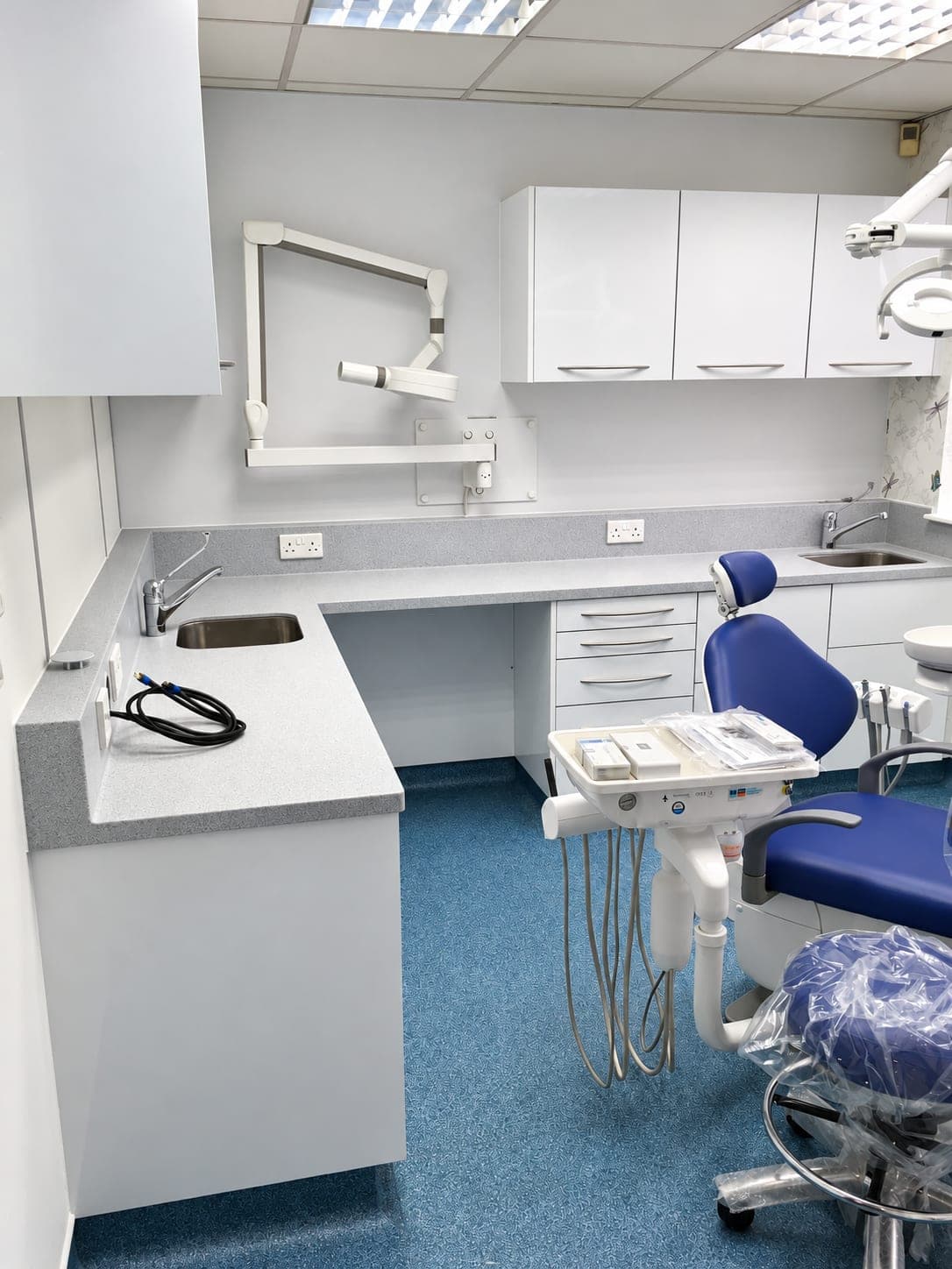 Worktop, sink and wall units with the chair alongside, Belmont Circle HA3
