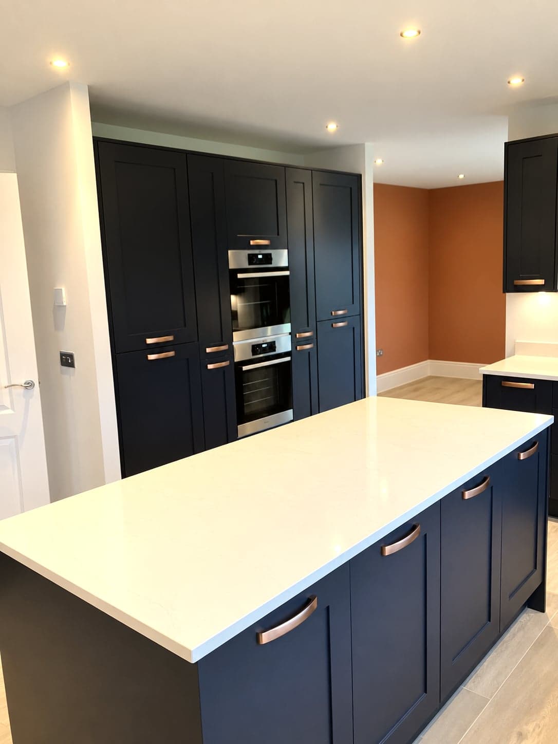 Oven tower and island from the far end of the kitchen, Notting Hill W11