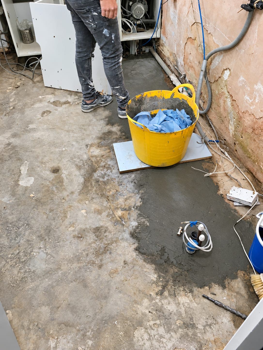 New pipework laid in the floor before screeding, Finchley N3