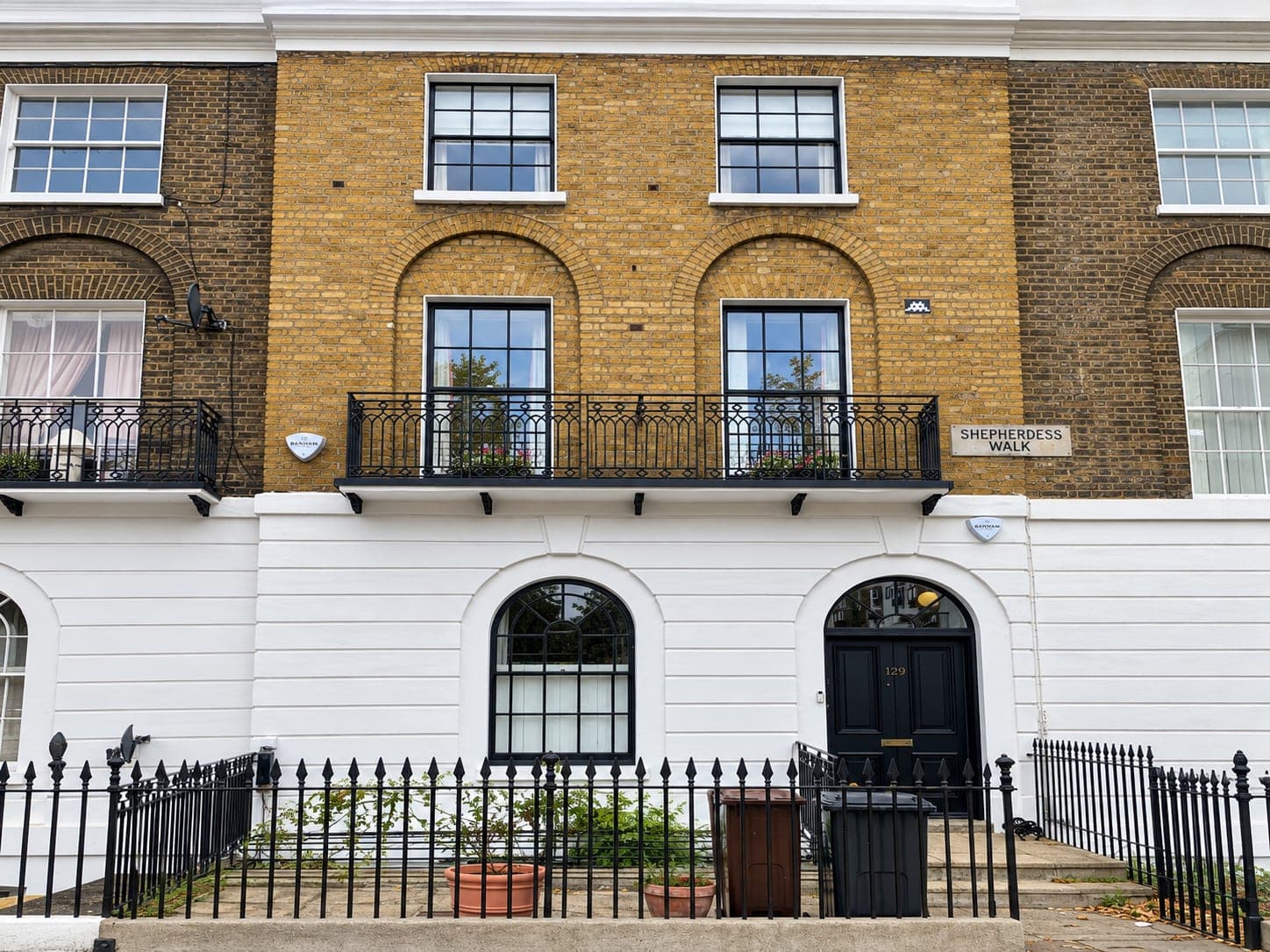 The same Georgian front elevation finished with the scaffold down, Shepherdess Walk N1