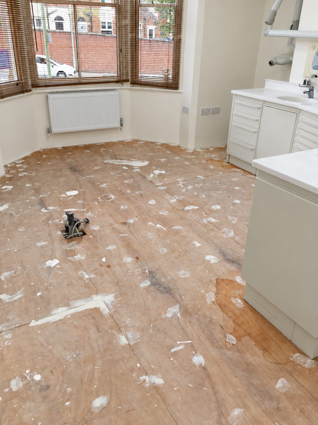 Floorboards lifted and the old cabinetry still in place, Haverhill CB9