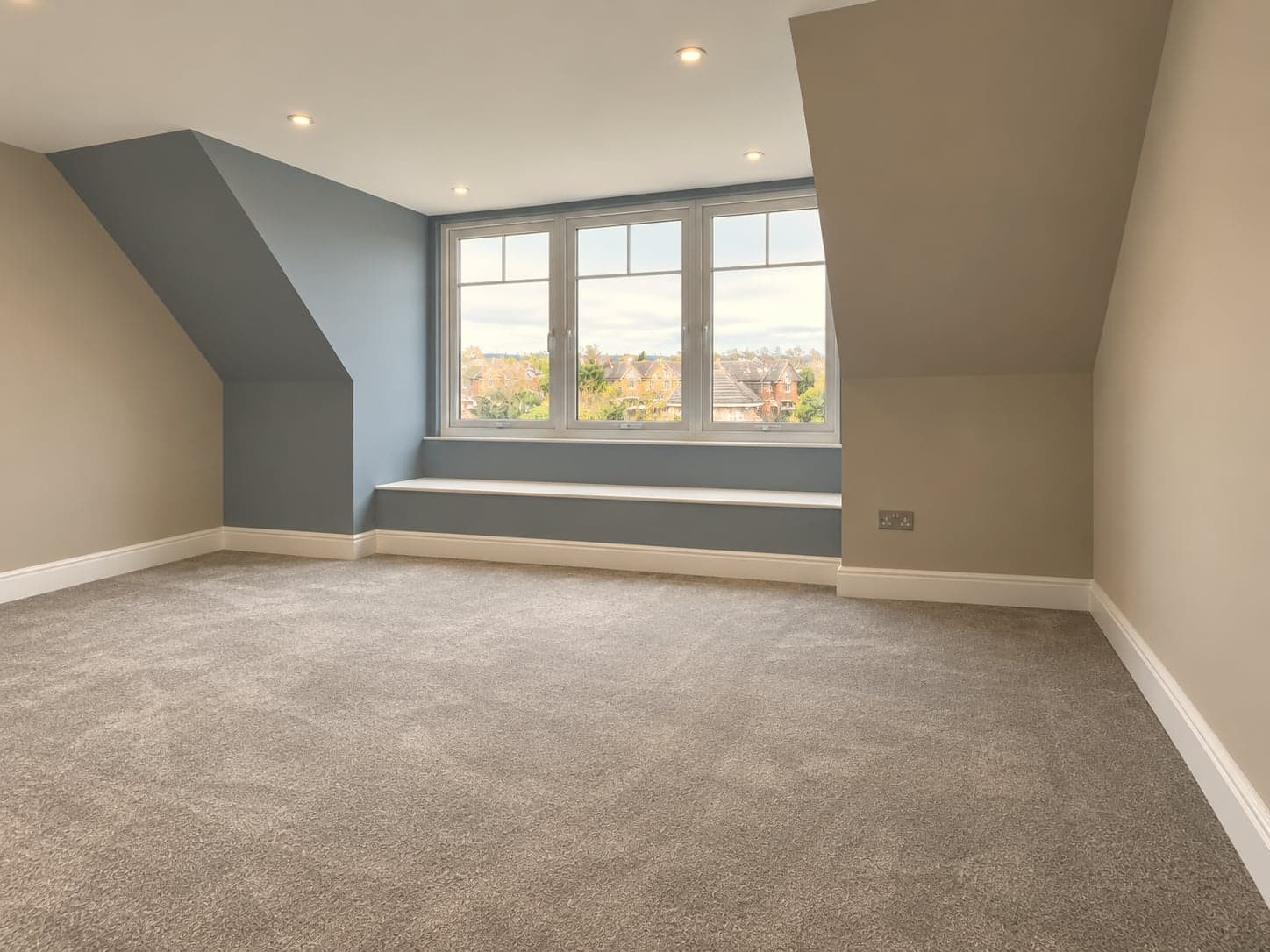 Full width of the new loft room with dormer glazing and painted gable, Mill Hill NW7