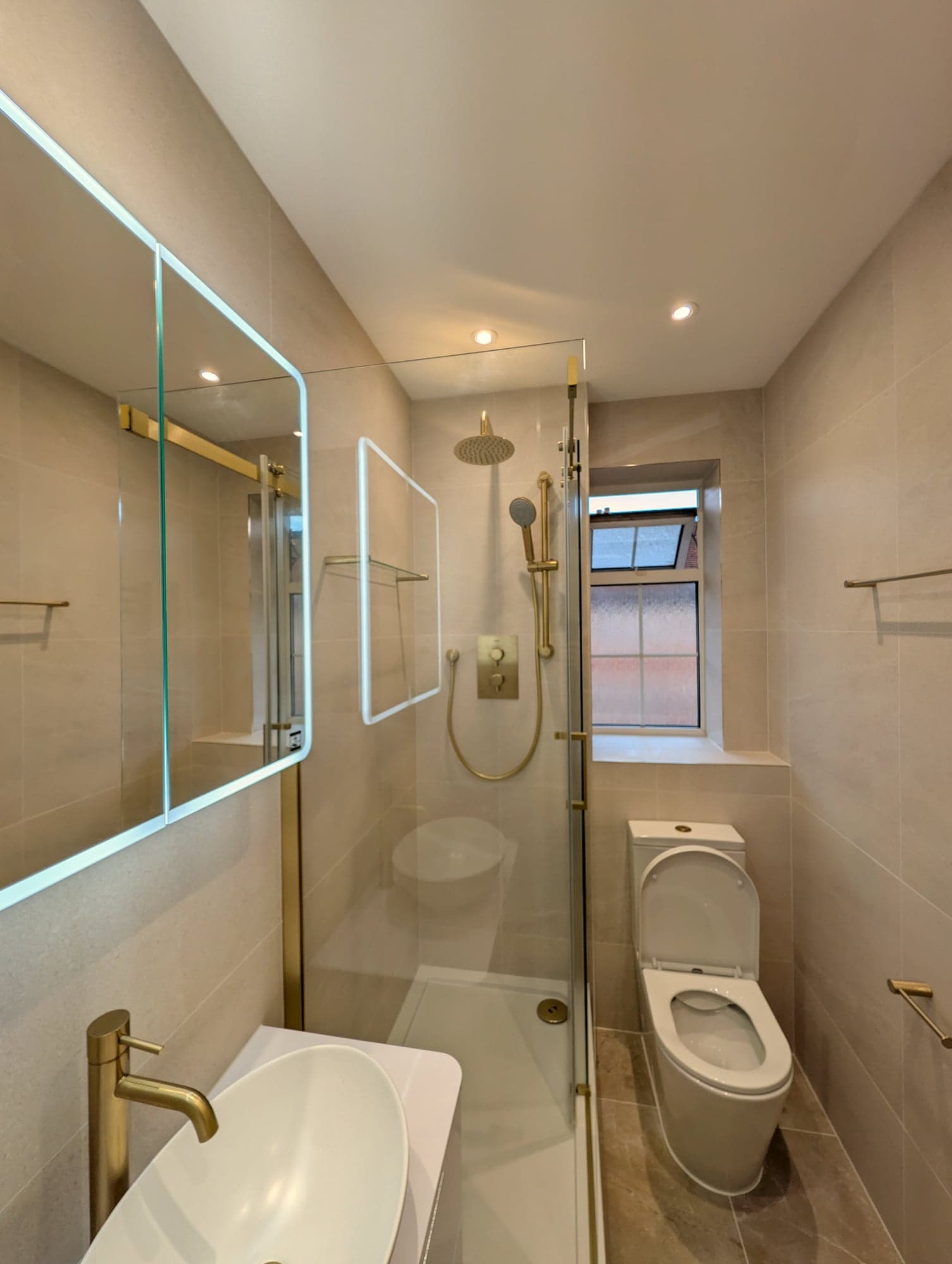 Looking down the room past the basin to the shower and WC, Nine Elms SW8