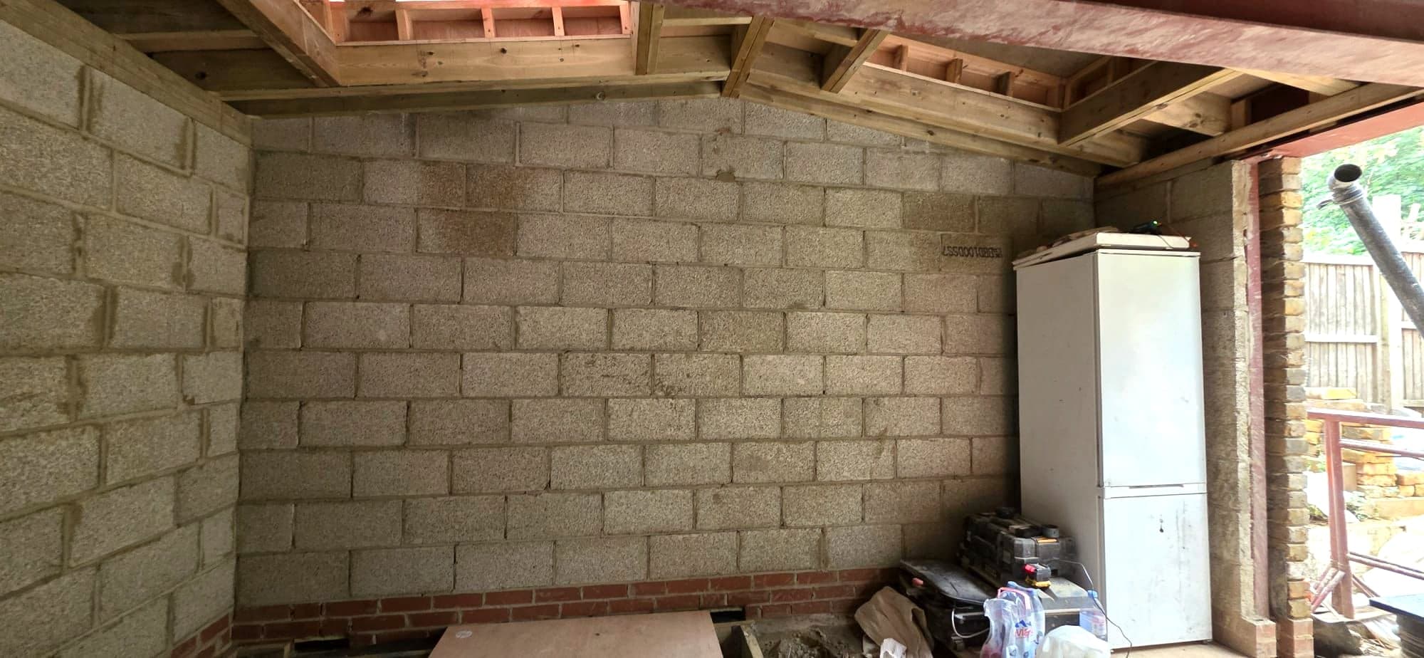 Blockwork walls built and the rear opening formed, St Albans AL1