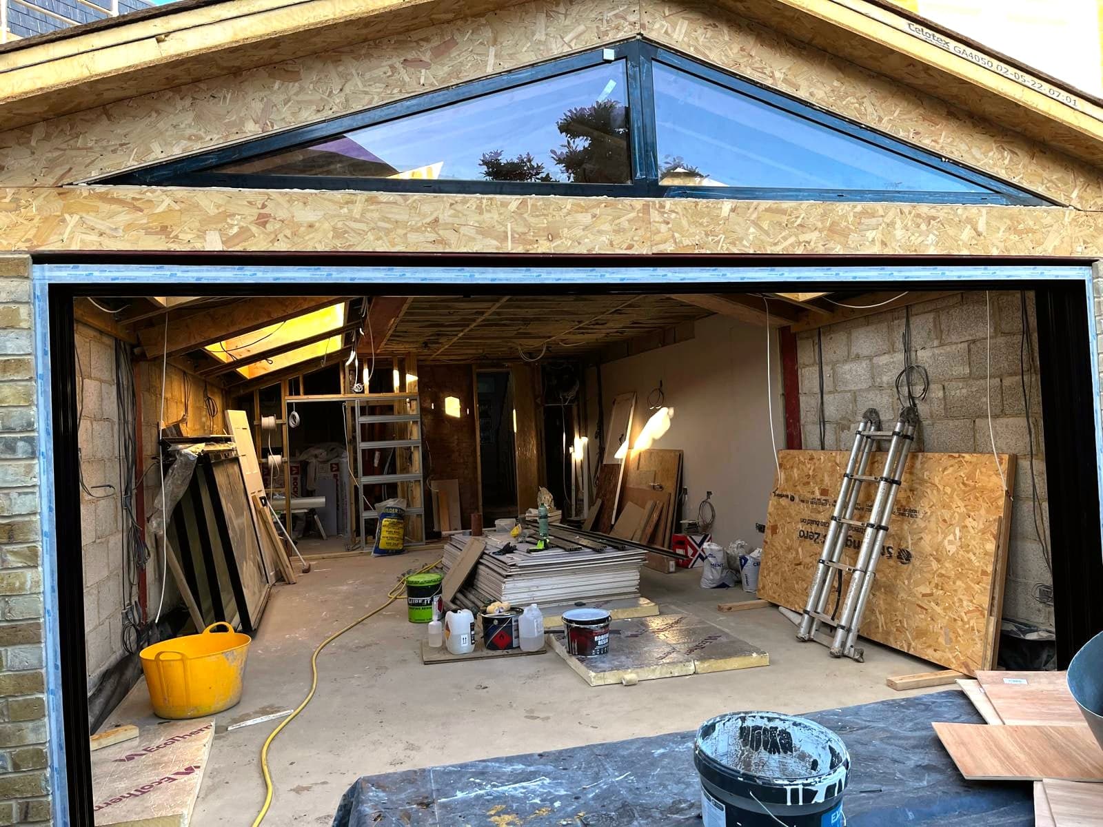 Bi-fold doors and lantern rooflight installed, extension now weathertight, St Albans AL1