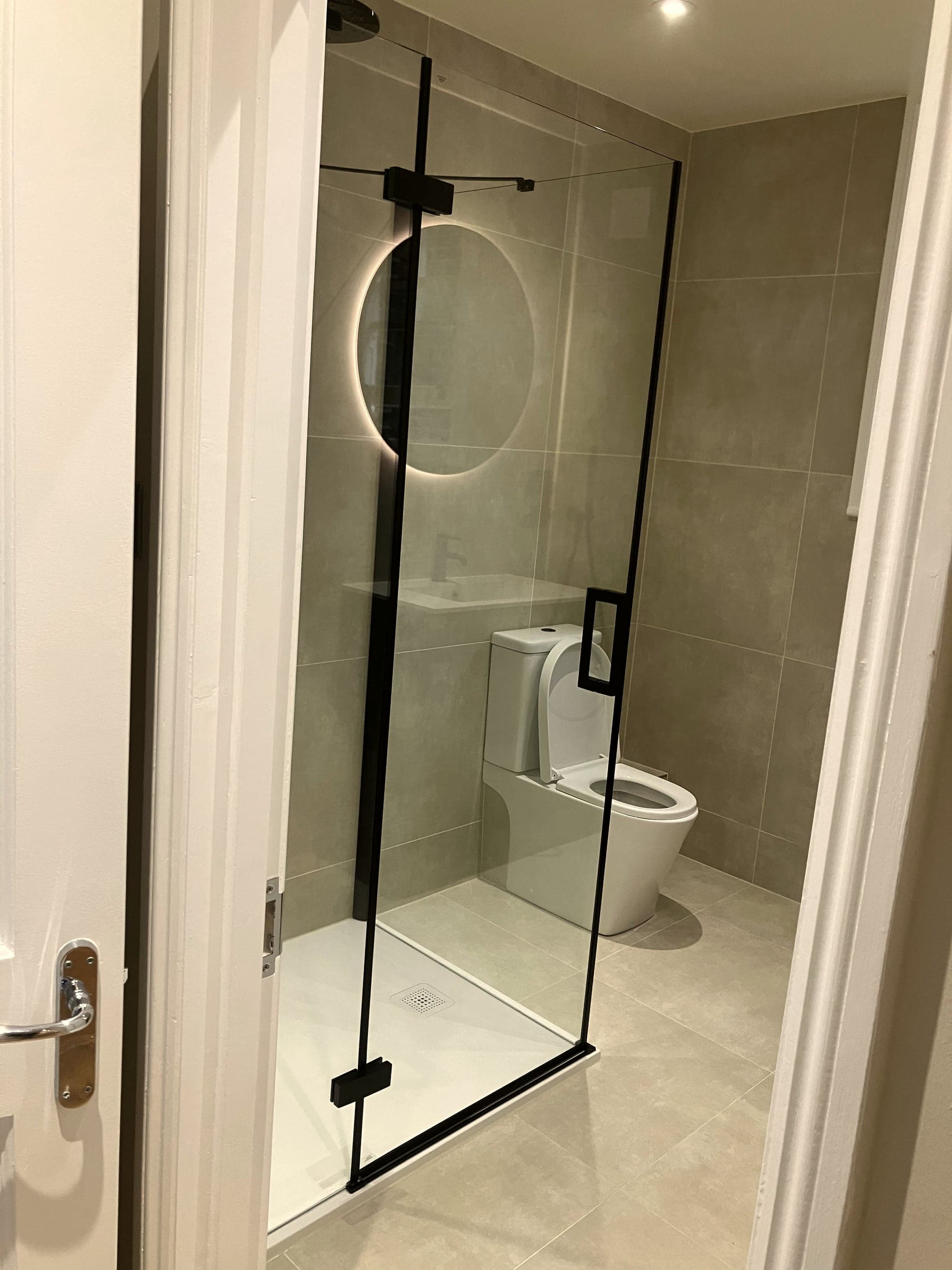Shower room from the doorway with the WC and glass screen visible, Clapham Common SW4