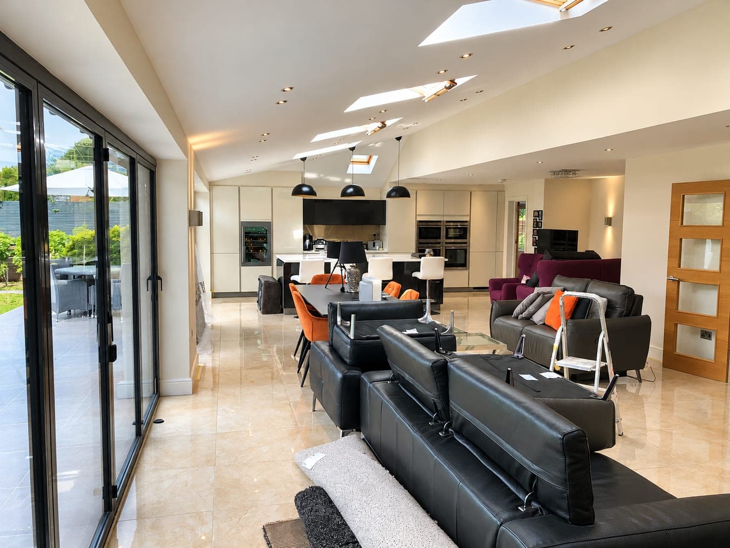 Finished open-plan living space back in use after decorating, Richmond TW9