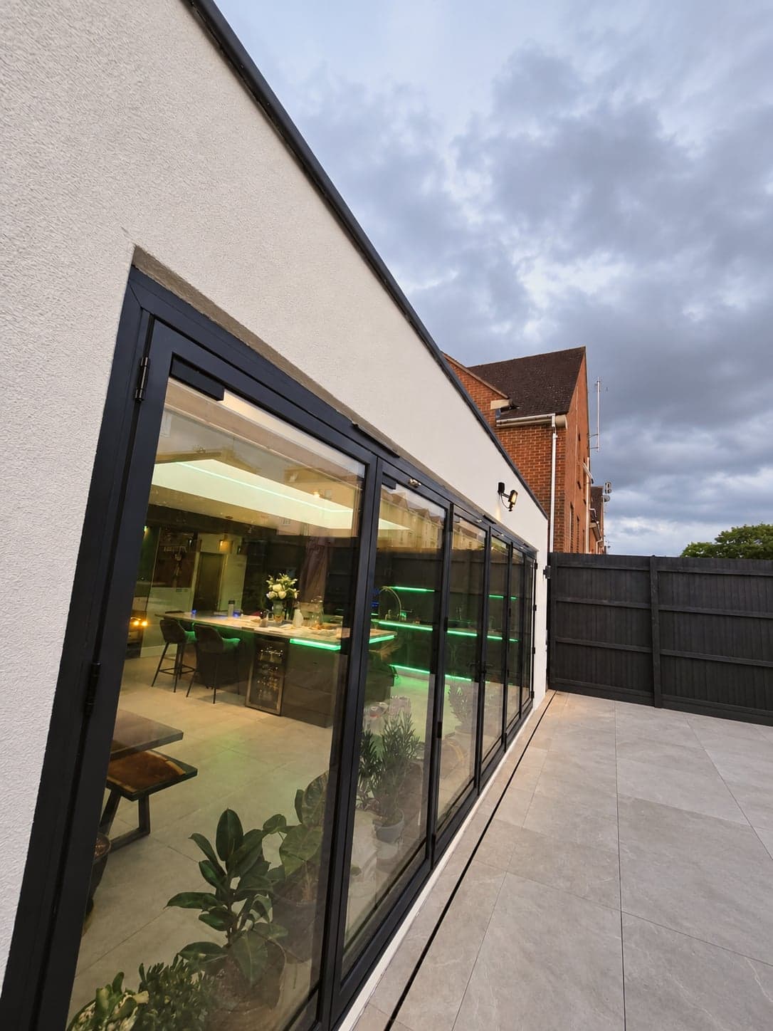 Looking along the glazed rear wall into the kitchen, High Barnet EN5