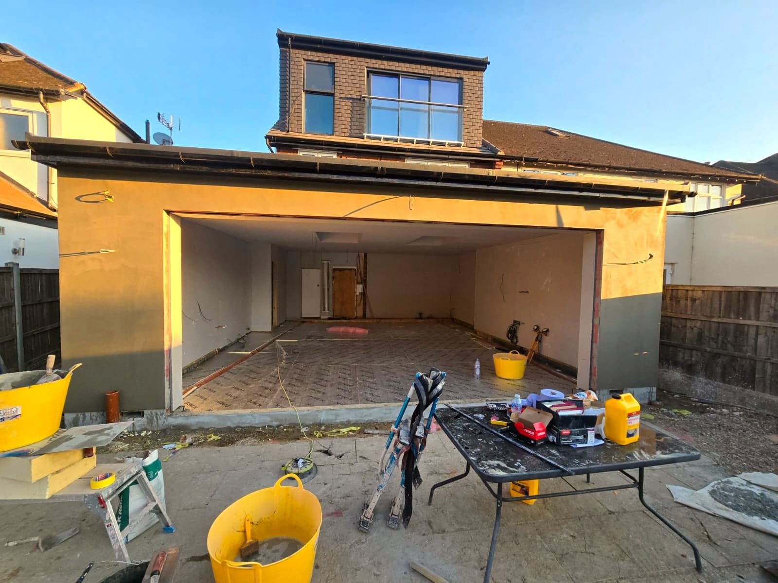 Extension shell during the build, blockwork up and the rear opening formed, High Barnet EN5