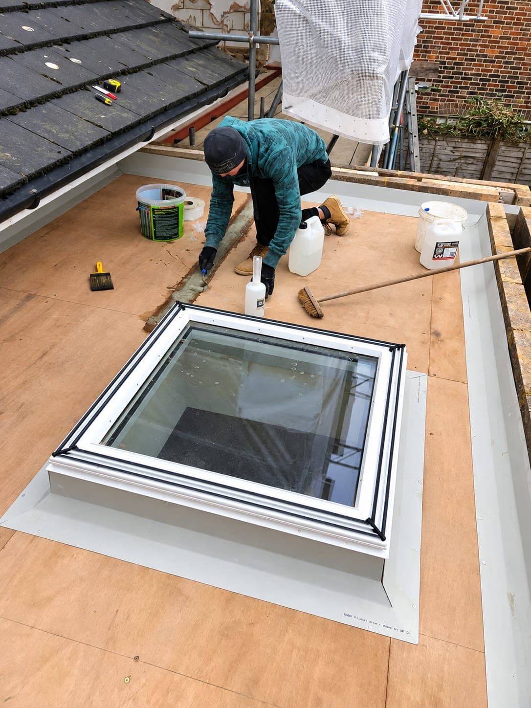 Rooflight being installed into the new flat roof, Stanmore HA7