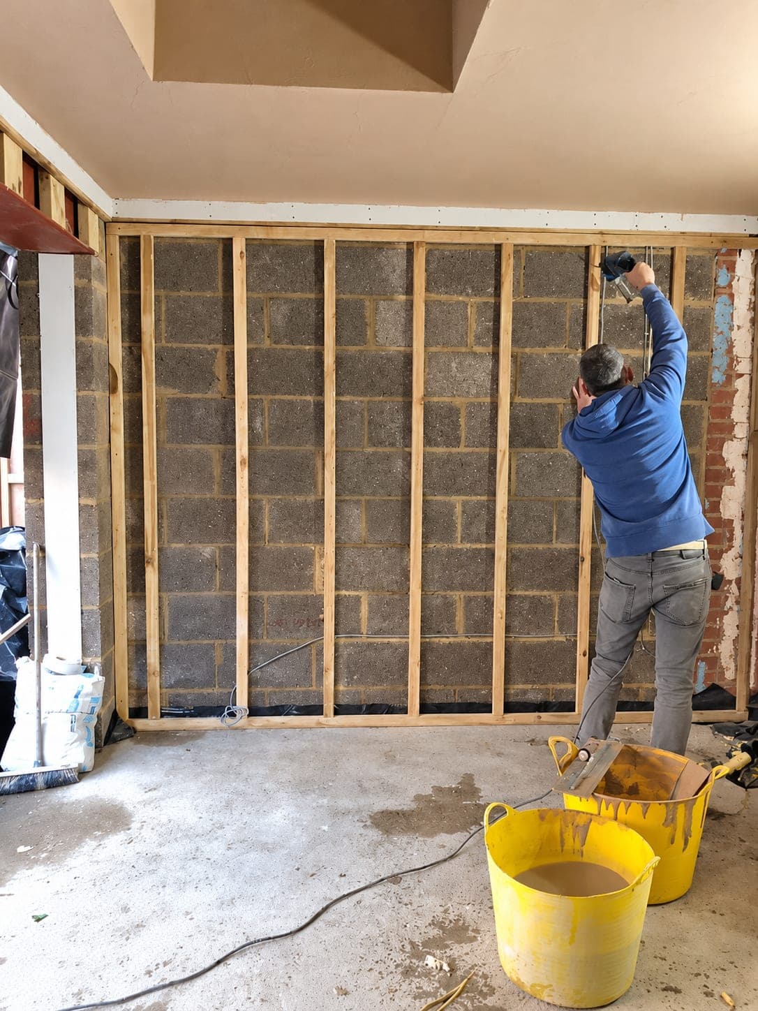Internal stud wall being framed inside the new extension, Stanmore HA7