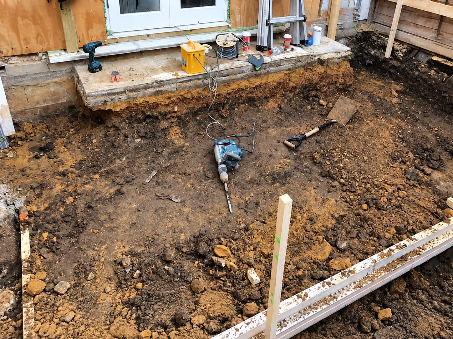 Foundations excavated for the new extension, Stanmore HA7