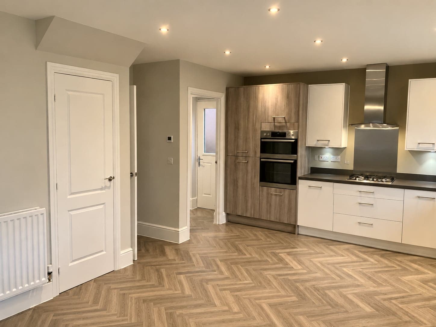 Open-plan kitchen and dining space with the tall units on the right, St Albans AL1