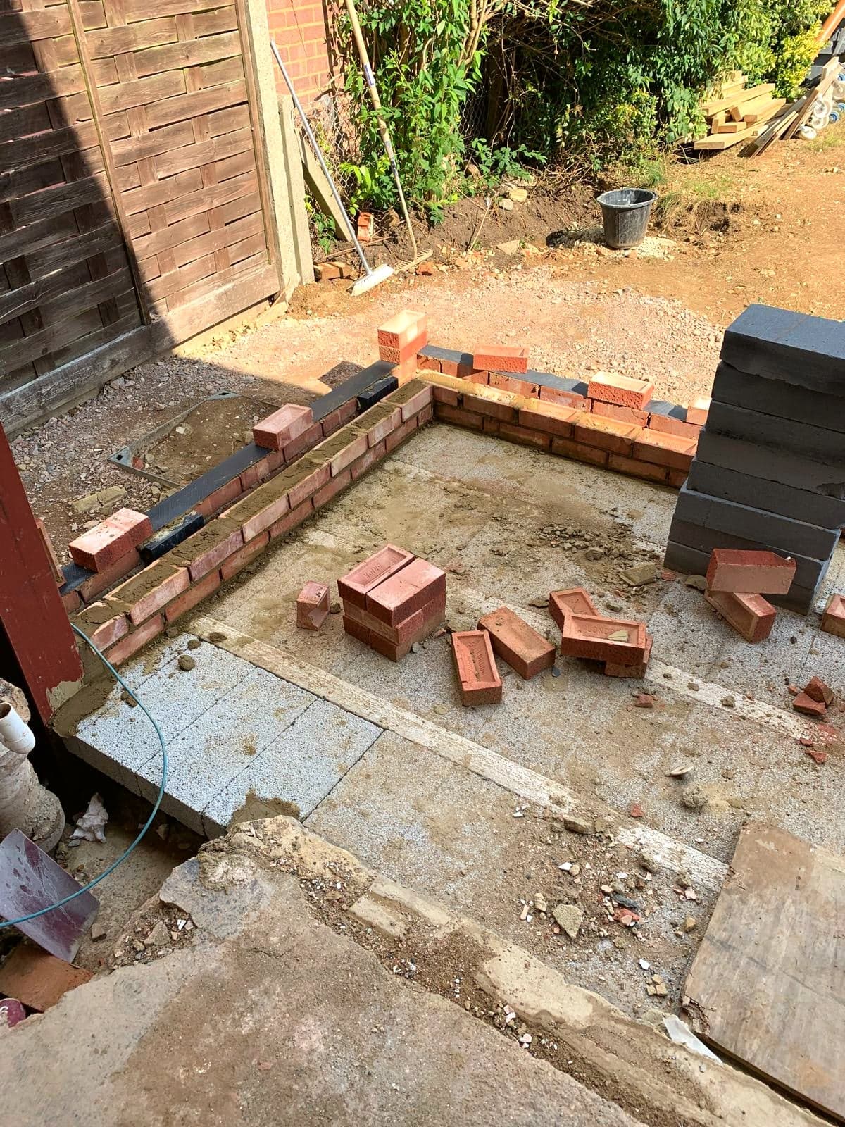 Blockwork and brickwork rising off the footings, Borehamwood WD6