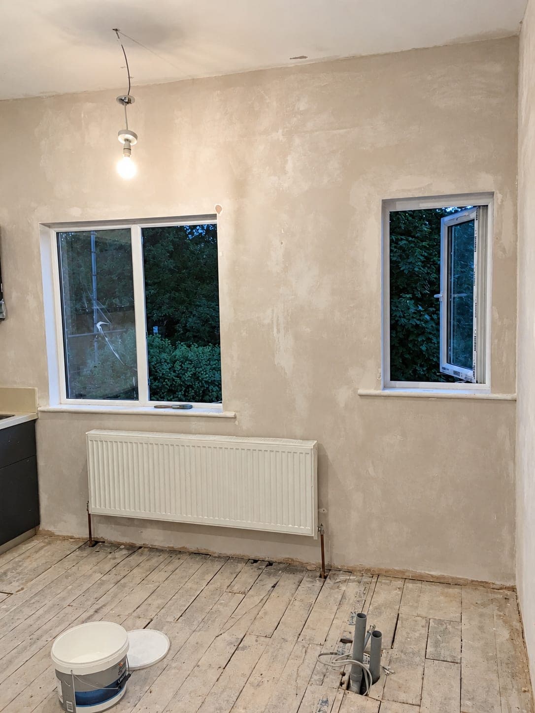 Room freshly plastered with the floor lifted, ready for the fit-out, Winchmore Hill N21
