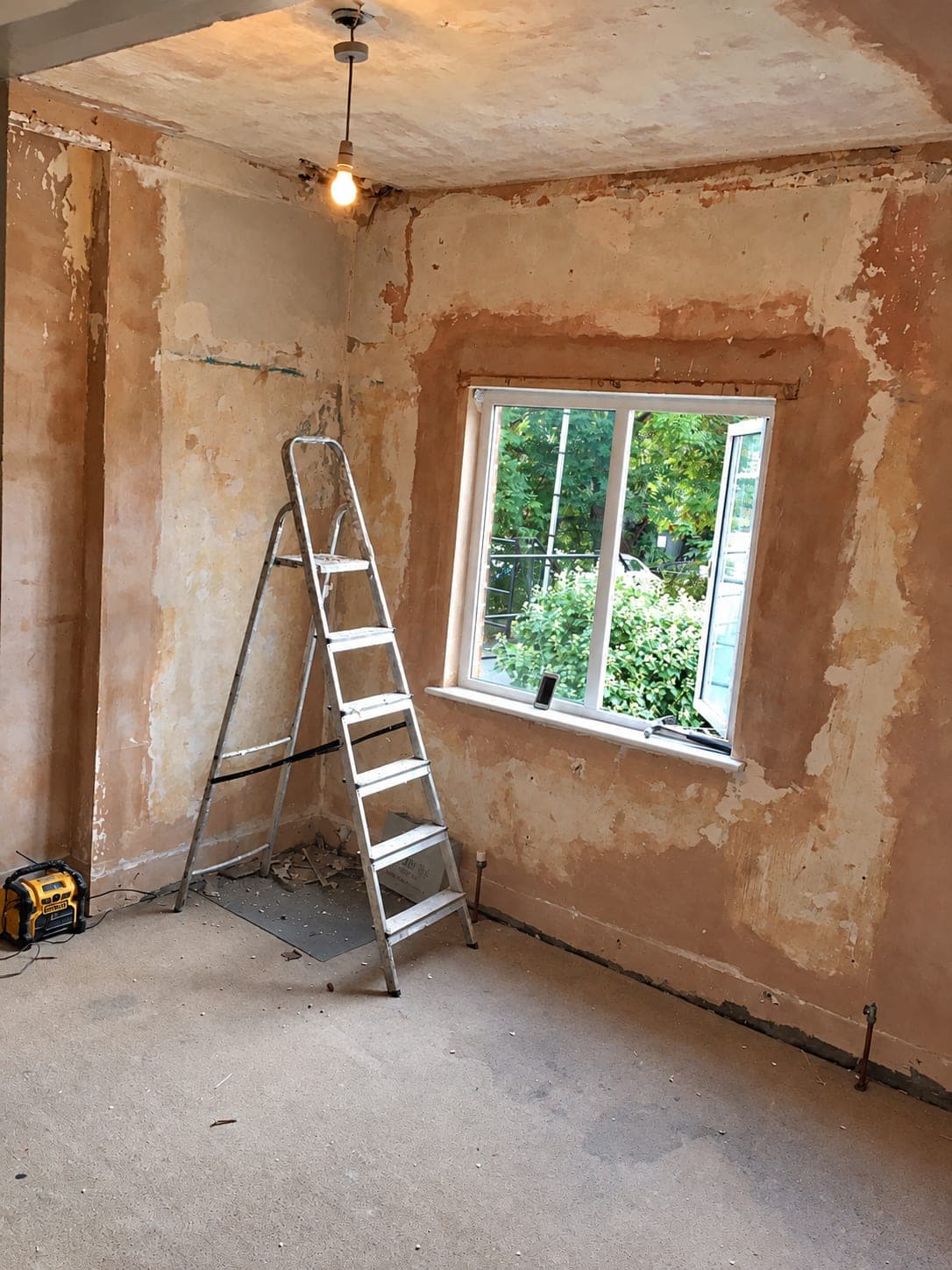 Walls stripped back during the refurbishment, Winchmore Hill N21