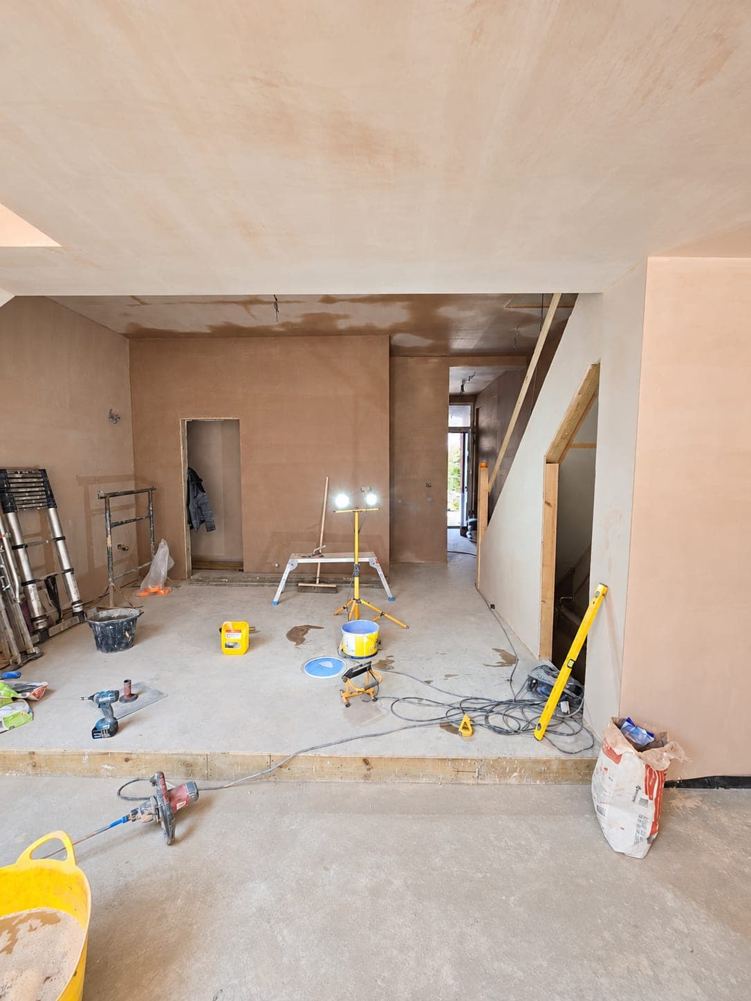 Skimmed walls and door reveals finished flat, London