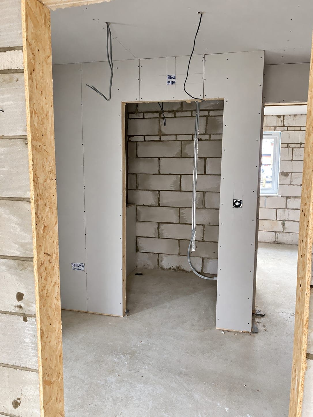 Partitions boarded out against the existing blockwork, London