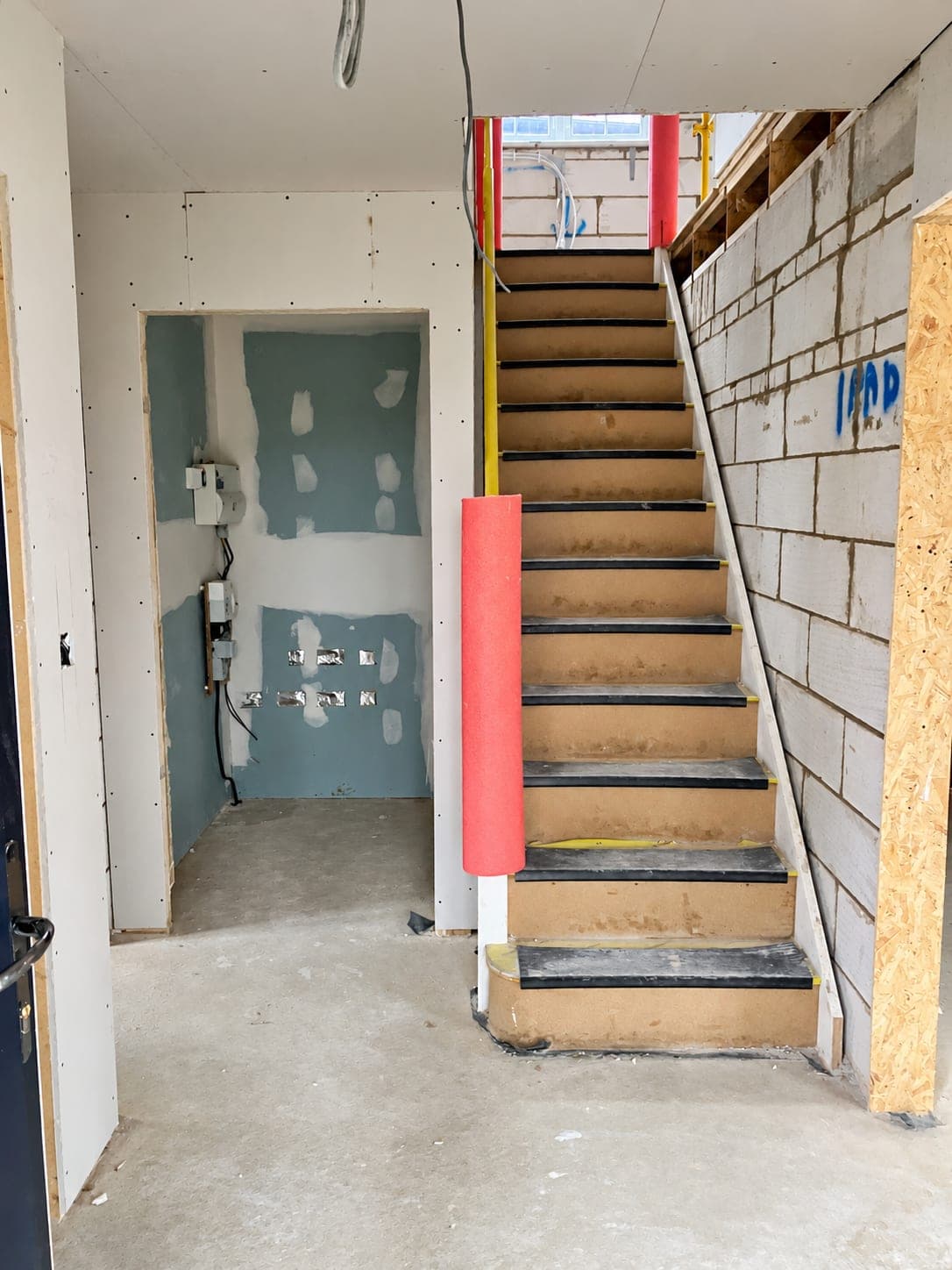 New partition wall formed alongside a staircase, London